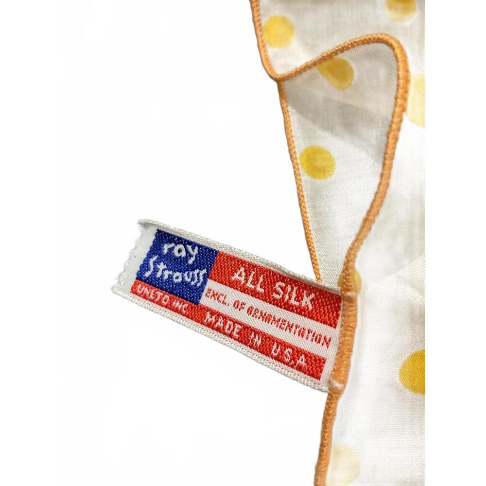 Roy Strauss  Vintage Yellow Polka Dot Lightweight Silk Women's Scarf - Picture 5 of 5